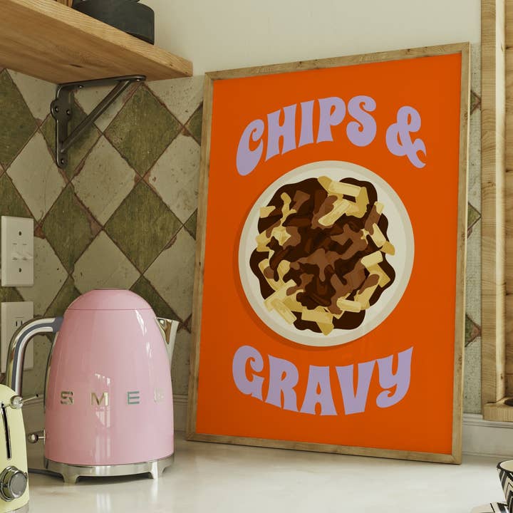 Chips and Gravy Illustrated Art Print for wholesale by Laura Frances Heitzman