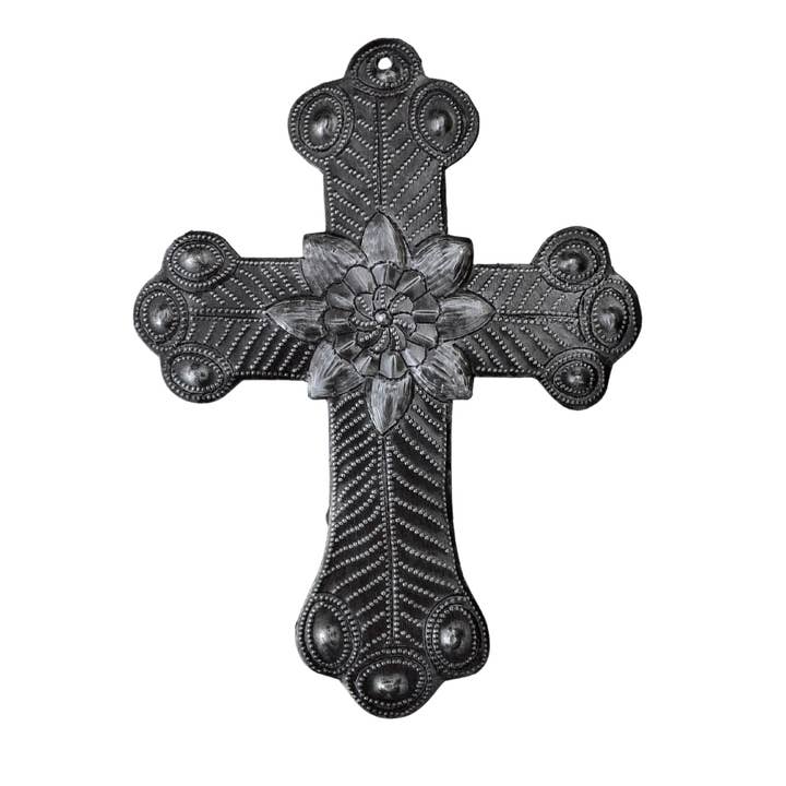 Haiti Fair Trade~ It's Cactus - Wholesale Wall Cross - Recycled Metal Cross, Milagro, Upcycled Art  5" x 7"