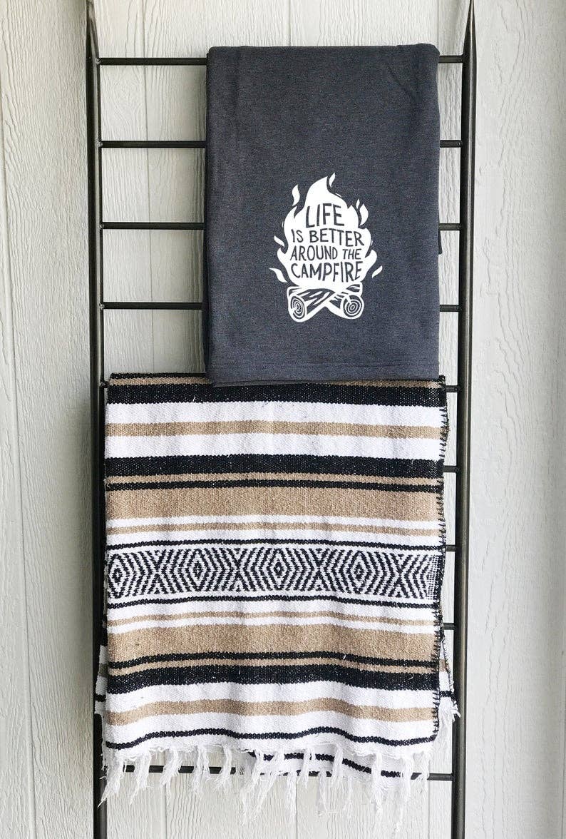 Perfect Day Print Co - Wholesale Throw Blanket - Life Is Better Around The Campfire Sweatshirt Blanket (CHAR)1