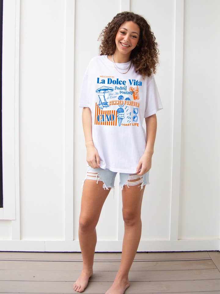 chicka-d - Wholesale Screen Printed T-Shirt - Women's - WELCOME TO LA DOLCE VITA BAND TEE