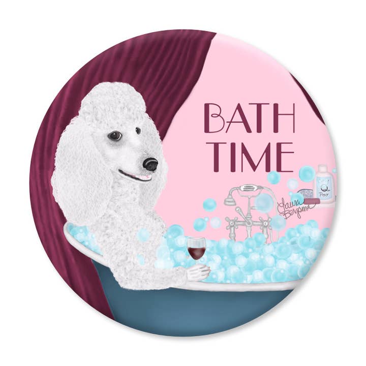 Aimant pour chien Caniche, Bath Time pour la vente par Laura Bergsma Studio