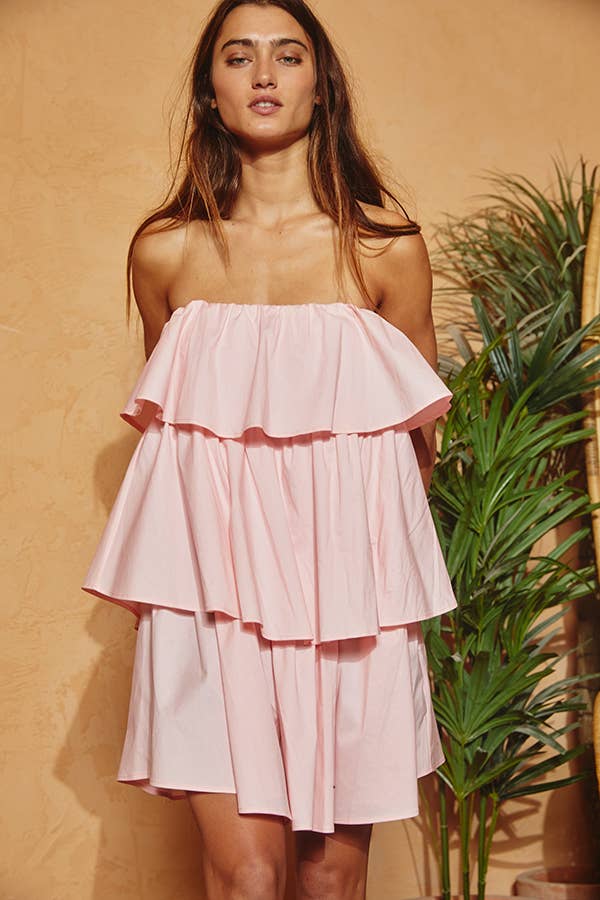 BUCKETLIST INC - Wholesale Dress - Women's - D4023 Tiered Tube Top Mini Dress5