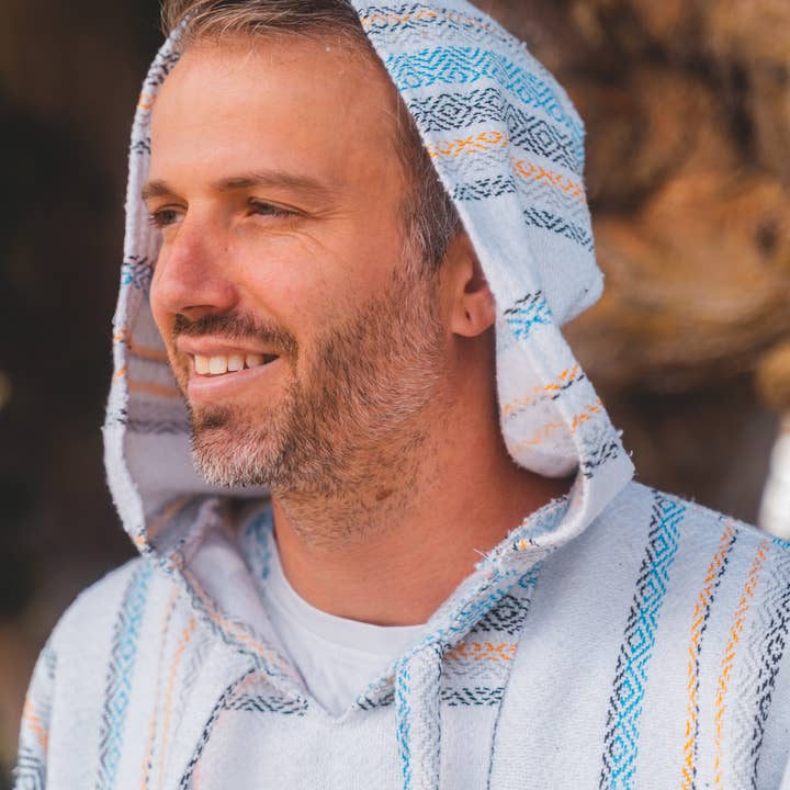 West Path - Wholesale Hoodie – Unisex - Mexican Poncho Baja Hoodie - Soft Hooded Sweater - White2