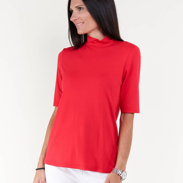 Camiseta Seidel Basic con cuello alto, media manga, roja para venta al por mayor de Friedrich Seidel GmbH