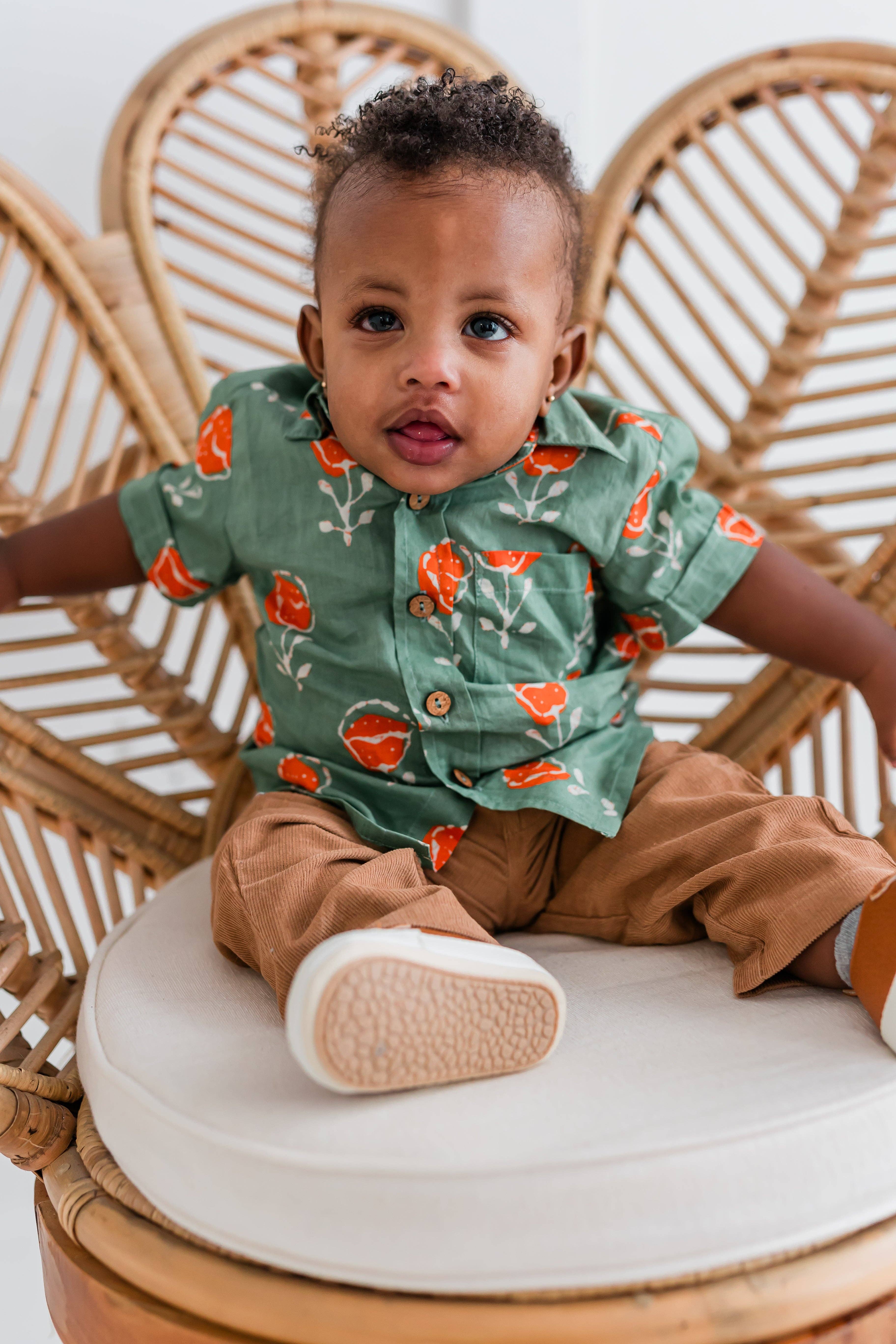 Yo Baby – wholesale Skjortor – Barn – Orange blommig skjorta för pojkar3