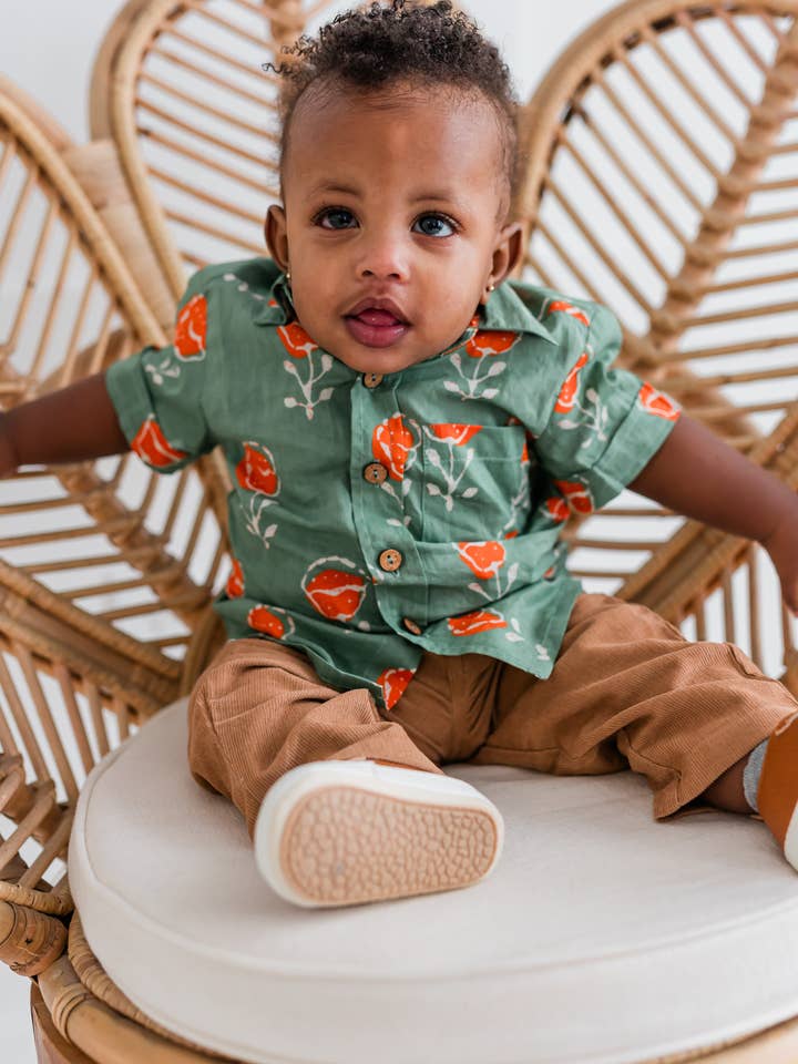 Yo Baby – wholesale Skjortor – Barn – Orange blommig skjorta för pojkar3