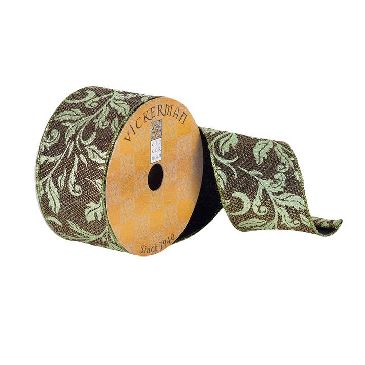 Vickerman 2.5"x10yd Green Divet Filigree Pattern for wholesale by Vickerman