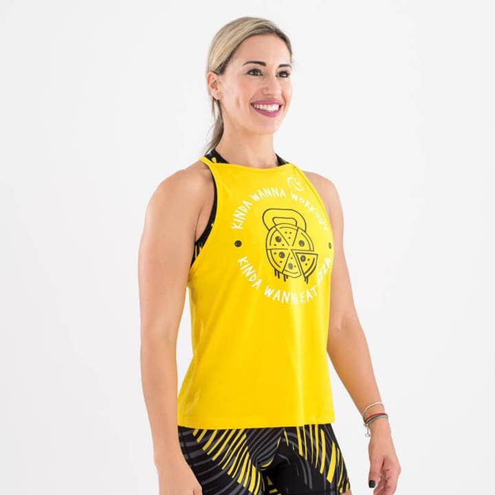 Økoaktiv Grime Ærmeløs T-shirt (Pizza Fit Gul) for engroshandel hos Titan Box Wear