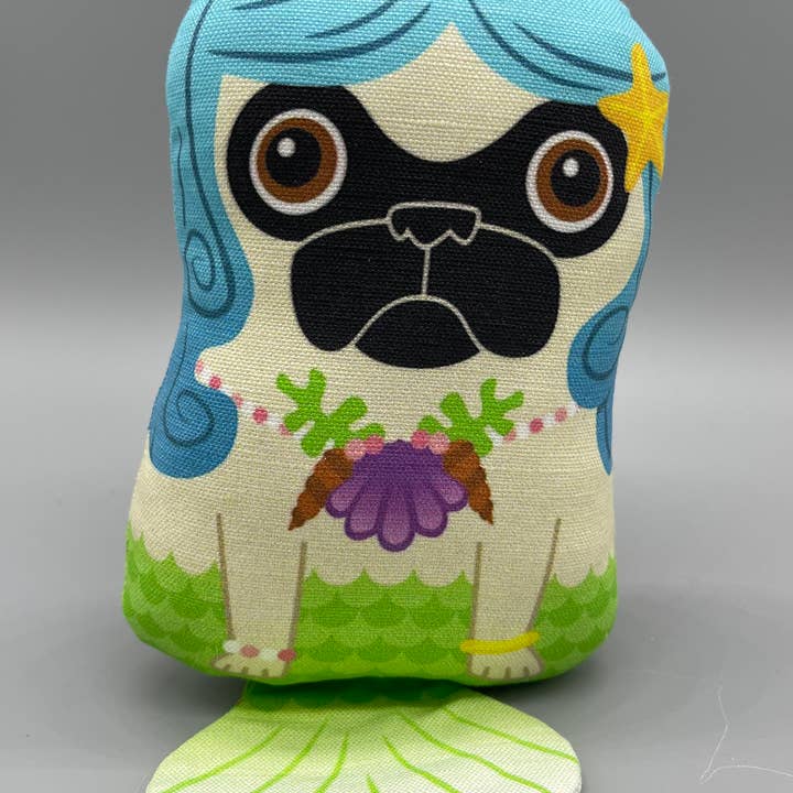 Small Fawn Pug Mermaid Plush Toy for wholesale by Nerfect Artistic Novelties