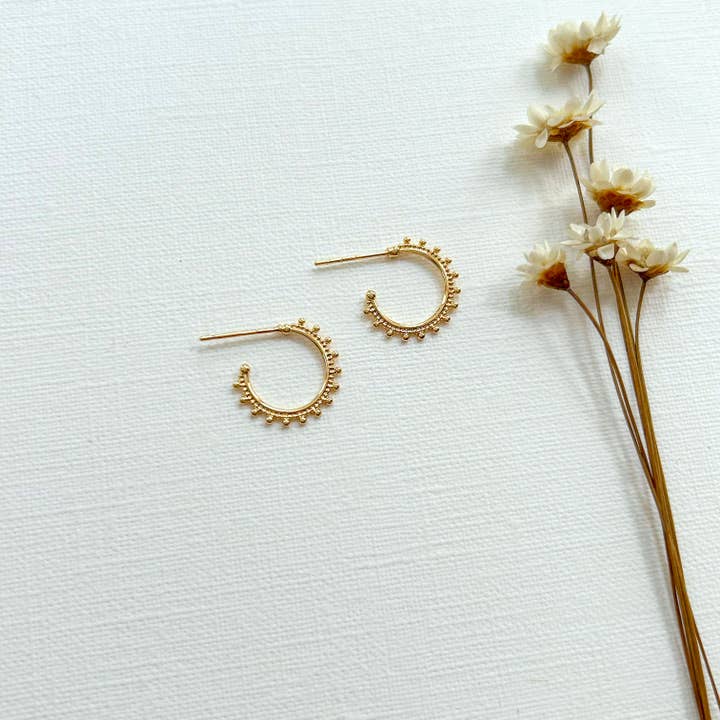 Dainty Gold Dot Hoops for wholesale by KARA | TOZER