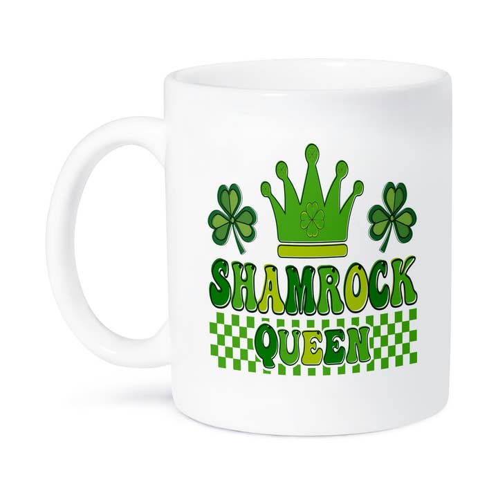 3dRose - Wholesale Coffee Mug - 3dRose, Cute Green St Patricks Day Shamrock Queen Illustration, Mug8