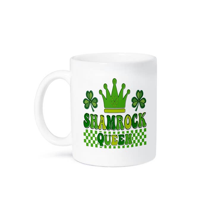 3dRose - Wholesale Coffee Mug - 3dRose, Cute Green St Patricks Day Shamrock Queen Illustration, Mug8