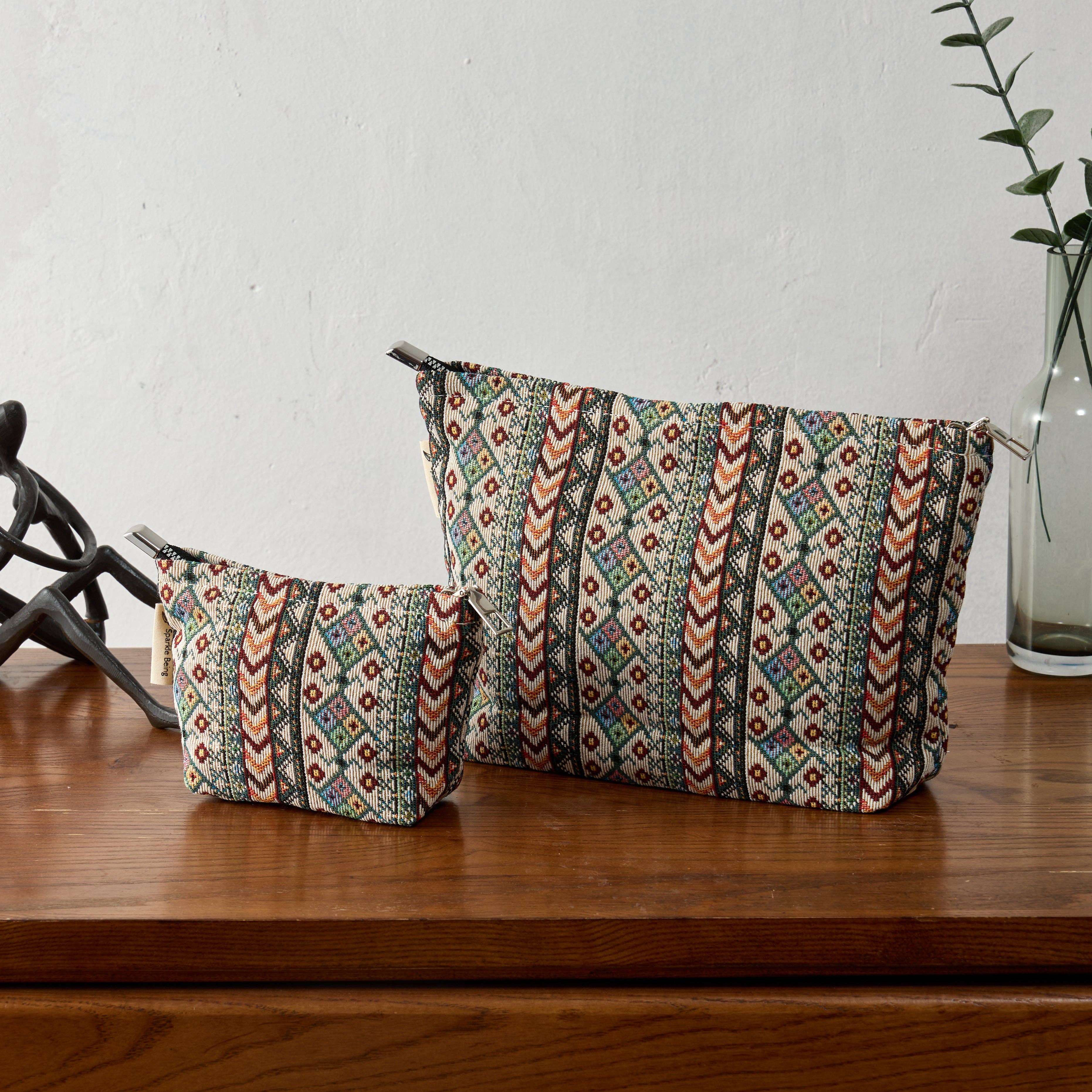 Sparkle Being - Wholesale Toiletry Bag - Women's - Modern Aztec Toiletry Bag - Travel-Friendly Cosmetic Bag6