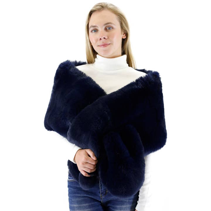 TAPA fashion - Wholesale Fur/faux fur coat – Women's - Mink Fur Shawl Wide P3735 (3PC)4