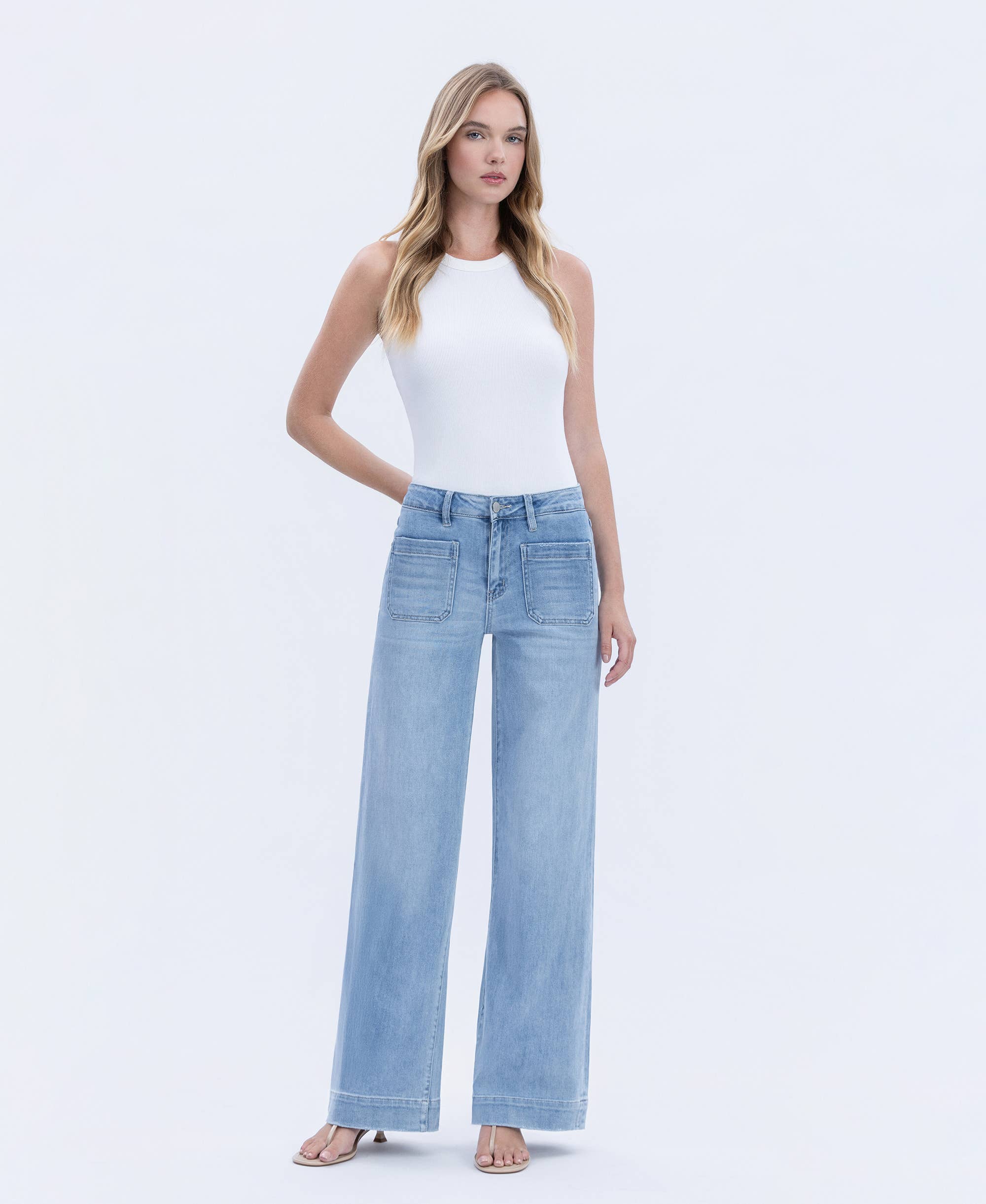 DIGNITY HIGH RISE WIDE TROUSER JEANS F5764N for wholesale on Faire7