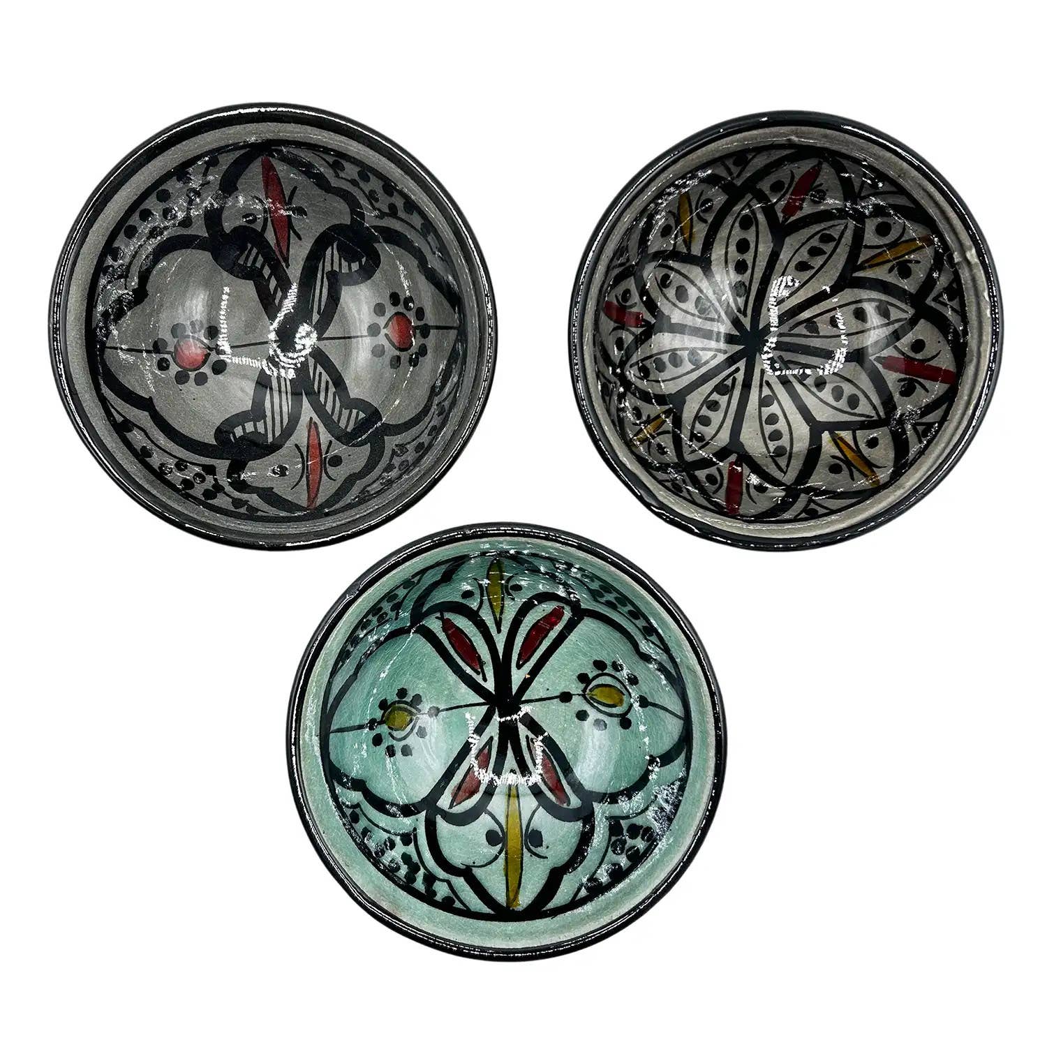 Etnico del Mondo - Vente Assiettes/plats/bols de décoration - Ensemble de 3 petits bols marocains en céramique peints à la main #171