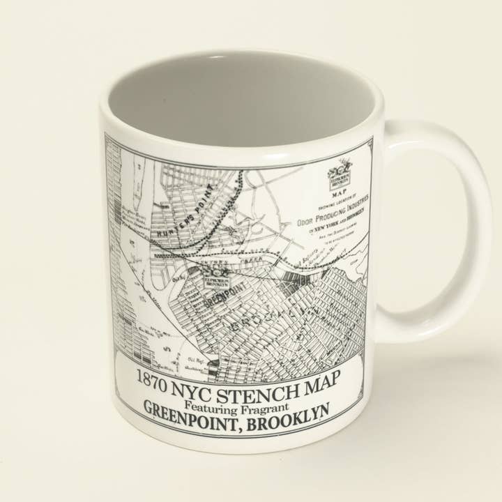 Euphorium Brooklyn - Wholesale Coffee mug - 1870 NYC STENCH MAP CERAMIC CUP