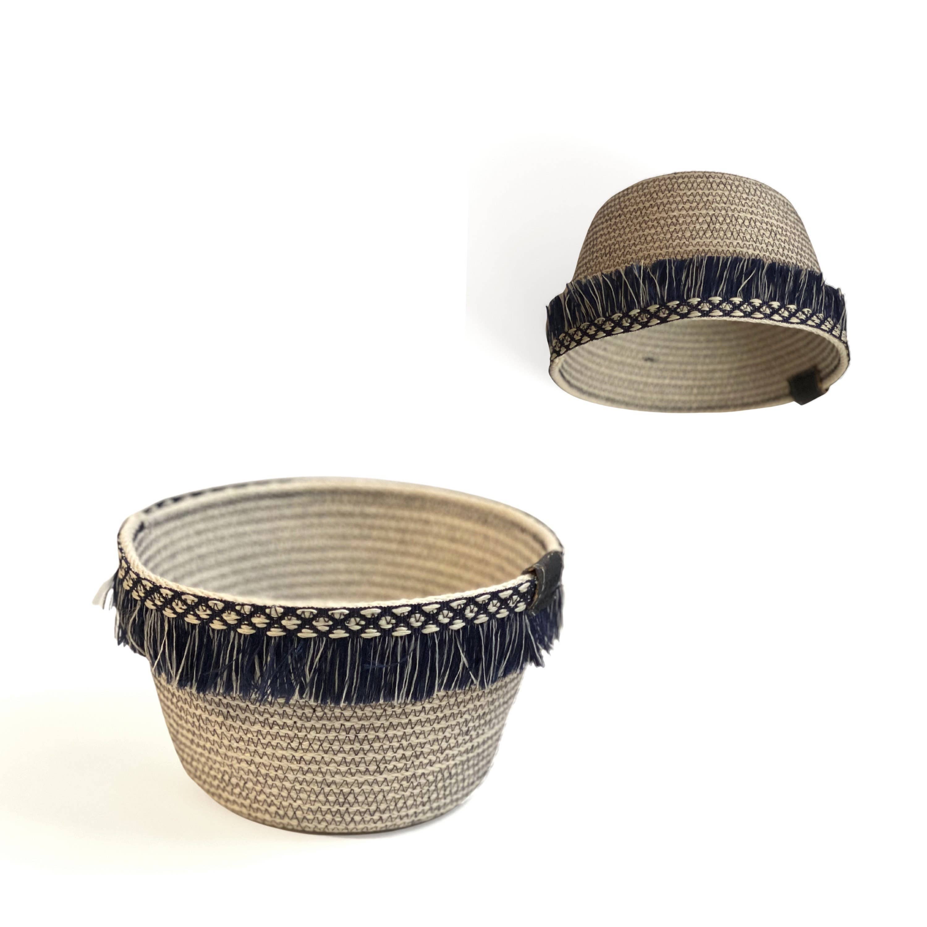 Bridenbaker Designs - Wholesale Decorative Plate/Dish/Bowl - Navy and Natural Fringe Rope Bowl3