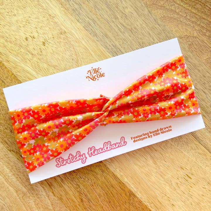 Elle Nicole - Wholesale Fashion Headband - Women's - Stretchy Tie Headband - 60s Floral