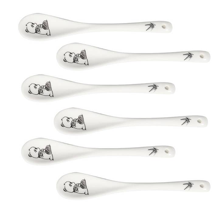 4.75"L 6 Piece Set Porcelain Tea Spoon Panda Design (10/80) for wholesale by Urban Tokyo