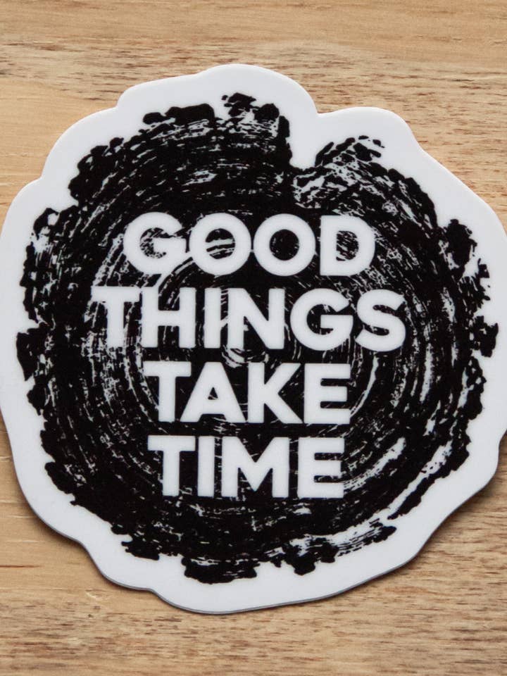 Waterproof Vinyl Sticker - Good Things Take Time Tree Rings for wholesale by K'oastal Mixed Media