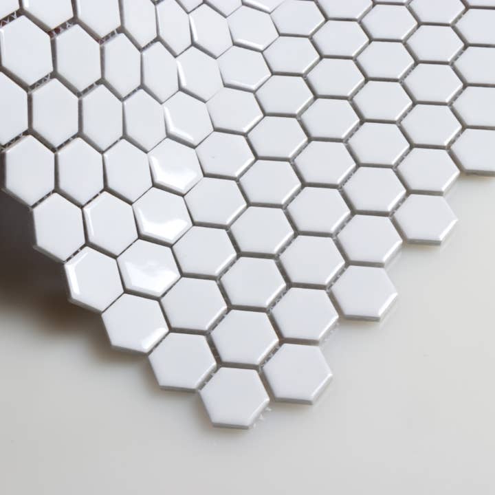 WS Tiles - Wholesale Wall Tile - Retro 1" Hexagon Porcelain Tile, Matte Finished Floor & Wall Tile - 9.19 Square Feet Per Carton - White1