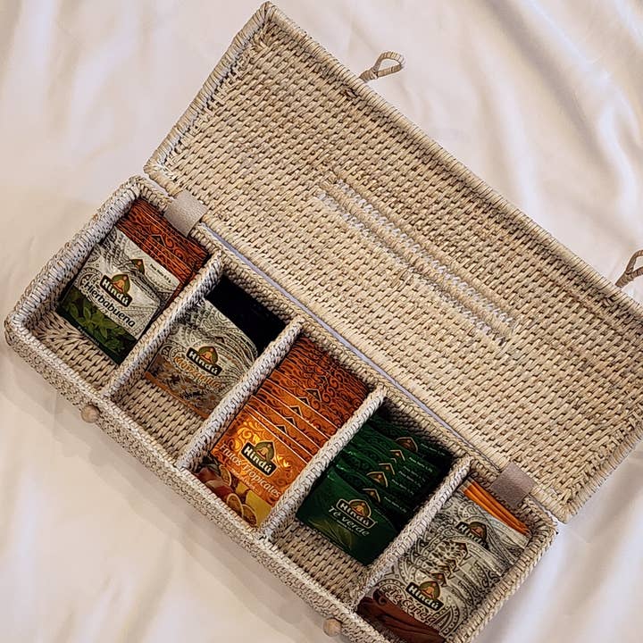 Artifacts Trading Company - Wholesale Kitchen Storage/Organizer - Rattan 5-Section Tea Box with Lid – Tea Organizer8