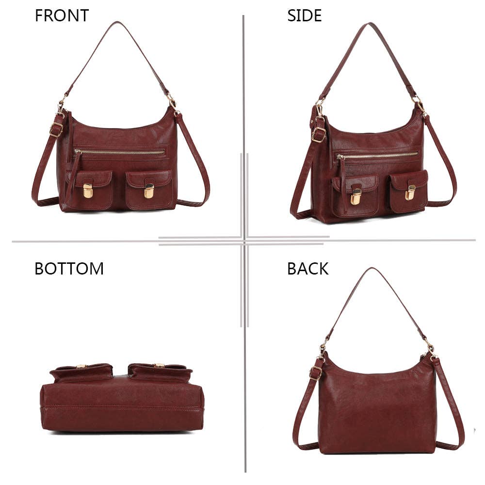 Gallantry - Wholesale Schoudertas - Dames - Calista schoudertas met gouden gespen en meerdere vakken2