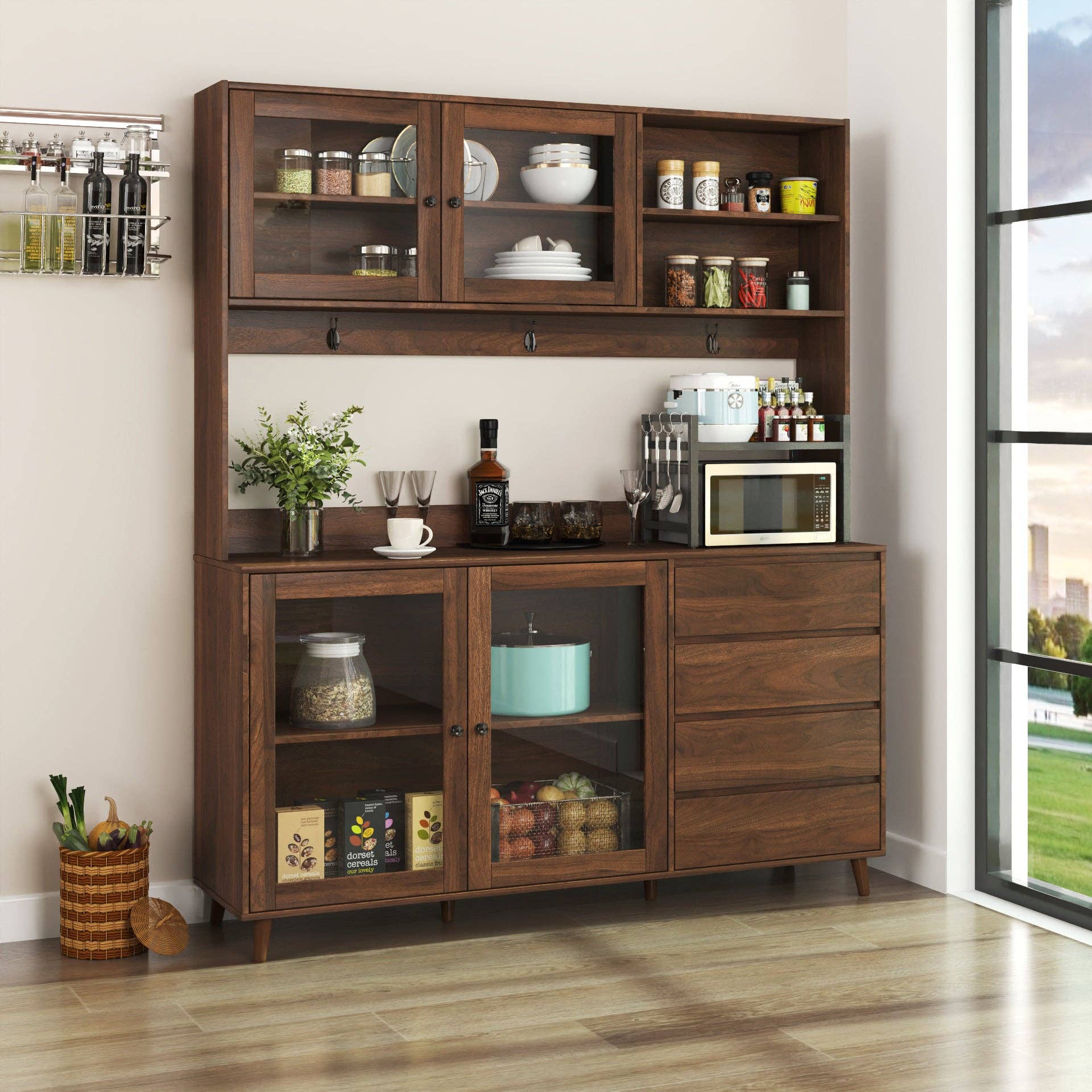 HOMYCASA DESIGN INC - Wholesale Cabinet - 63" Walnut Salon Multi-Functional Hairdressing Tool Cabinet4