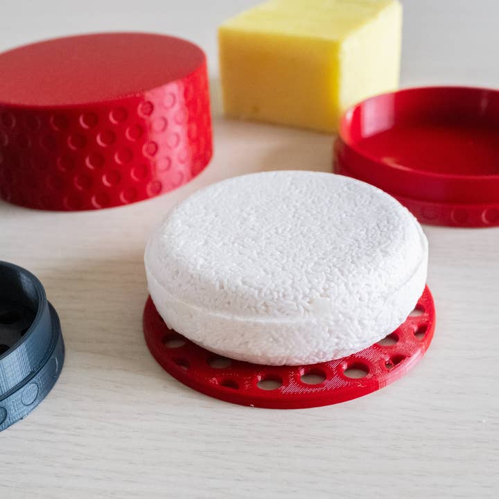 Printed Foundry – Großhandel Badeseifenschale – Reisetauglicher runder Shampoo-Riegelhalter mit Deckel, Seifenspender9