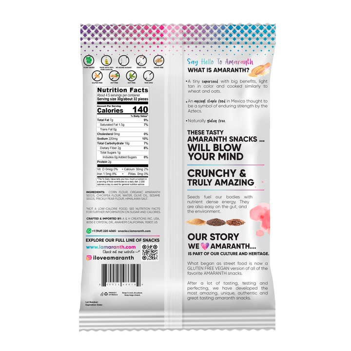 I amaranth - Wholesale Puffed Snack - Amaranth Churritos: Himalayan Salt1