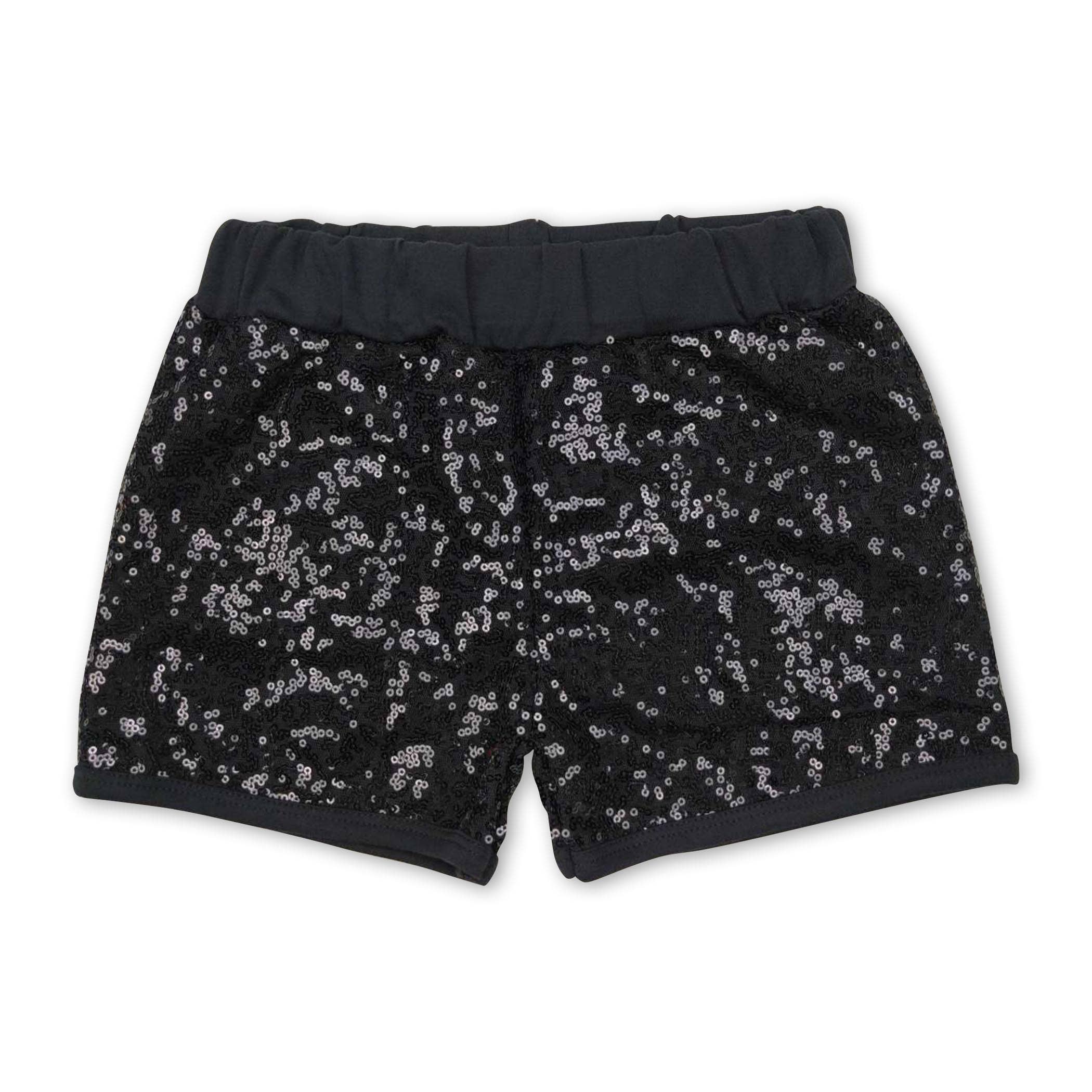 Yawoo Garments - Vente Short – enfant - Short noir pour petites filles avec doublure en sequins0