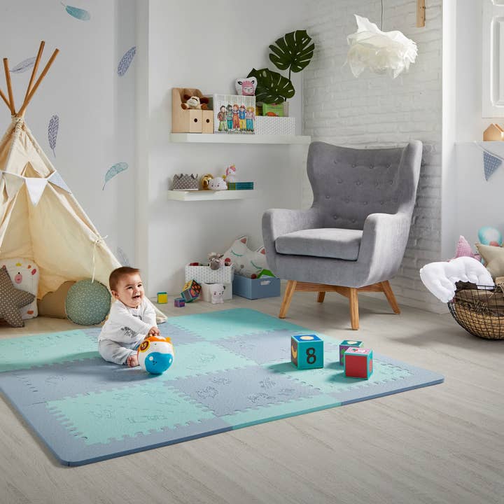 LUBABYMATS - Wholesale Play Mat - Kids & Baby - Padded play mat for babies Mint and Blue3