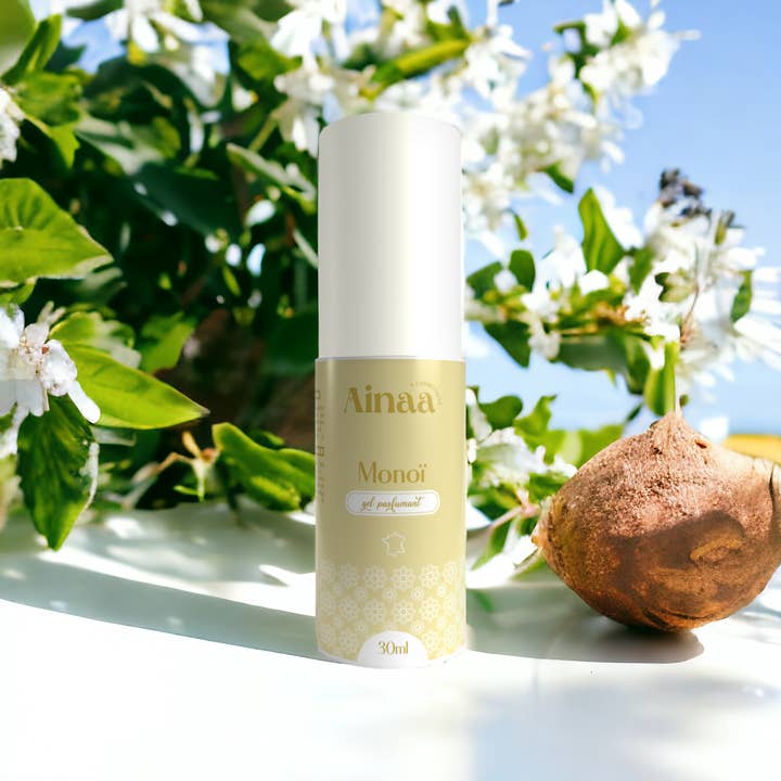 Gel aromático de monoi de almizcle, textura de gel no pegajosa para venta al por mayor de Ainaa cosmétiques