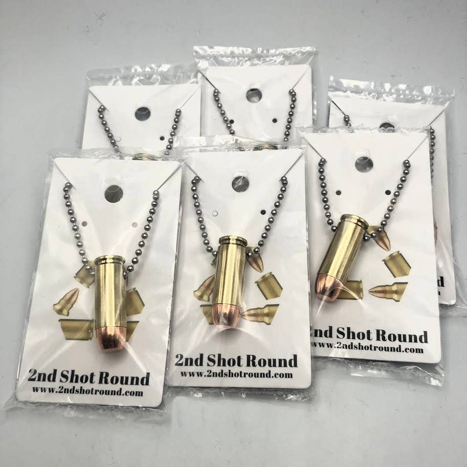 Vermont Cut Coins & 2nd Shot Round - Wholesale Pendant/Charm Necklace - Bullet Necklace - Many Calibers - .223 .45 9mm .40 10mm21