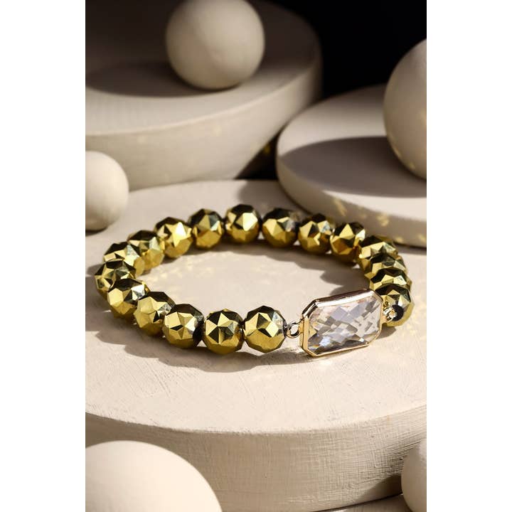 Urbanista Outlet - Wholesale Charm/Dangle Bracelet - Beaded Stretch Bracelet With Crystal Stone