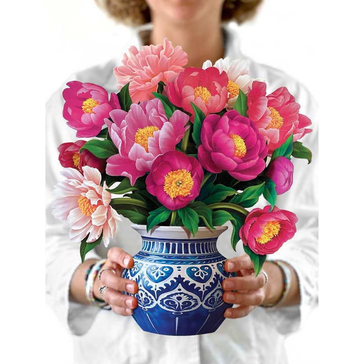 FreshCut Paper LLC - Wholesale Everyday Greeting Card - Peony Paradise (8 Pop-up Greeting Cards)