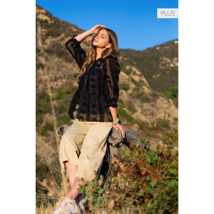 /Size XL/ Pom Fringe Sheer Top for wholesale by THML