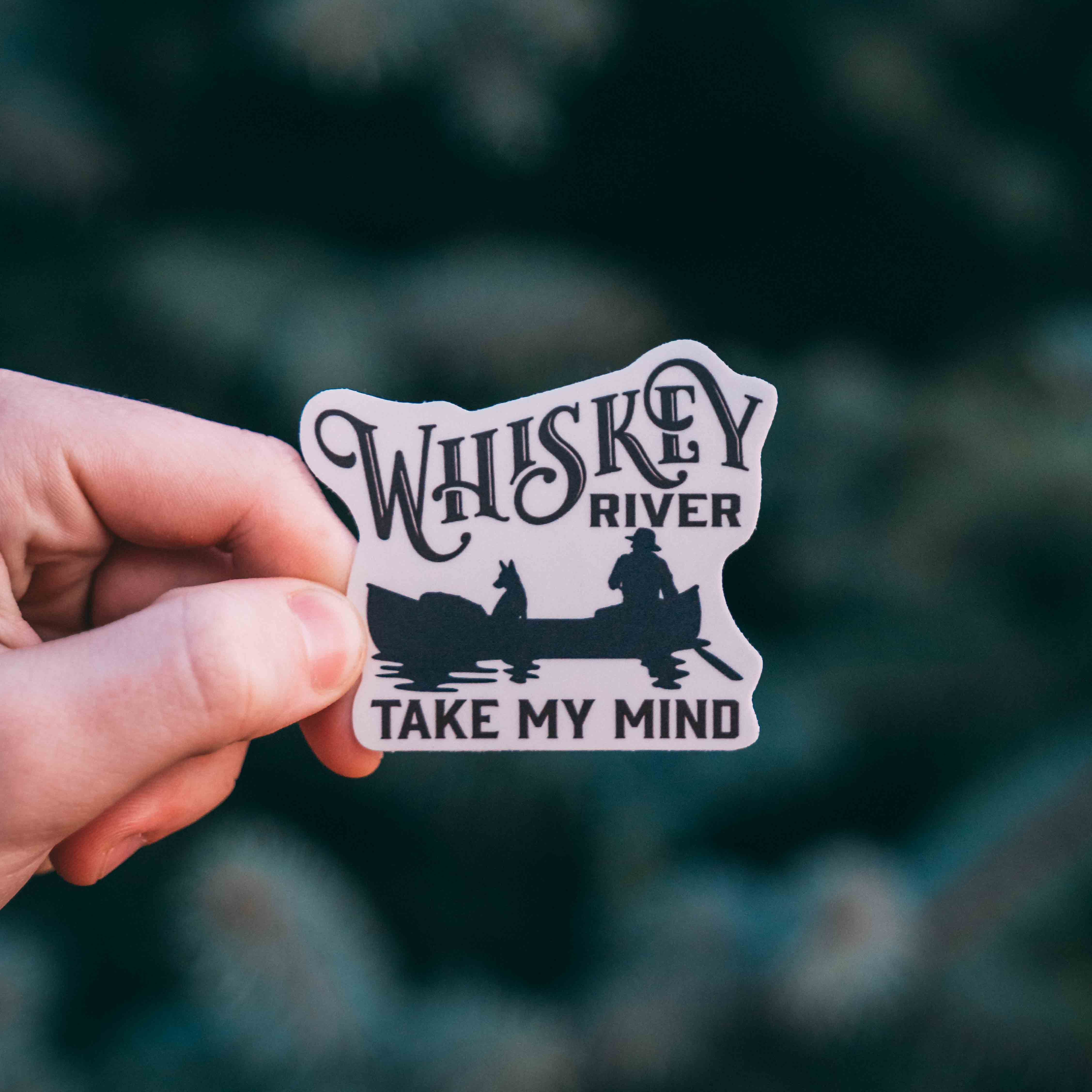 Hey Bear Outdoors - Wholesale Sticker - Whiskey River Take My Mind Canoeing with Dog Sticker4