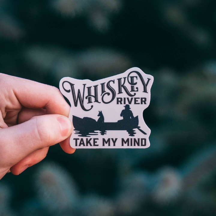 Hey Bear Outdoors - Wholesale Sticker - Whiskey River Take My Mind Canoeing with Dog Sticker4