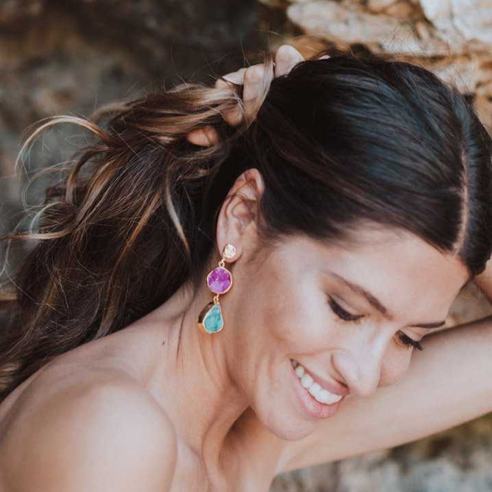 ACUS - Wholesale Dangle Earrings - Acanthus Fuchsia and Green Earrings4