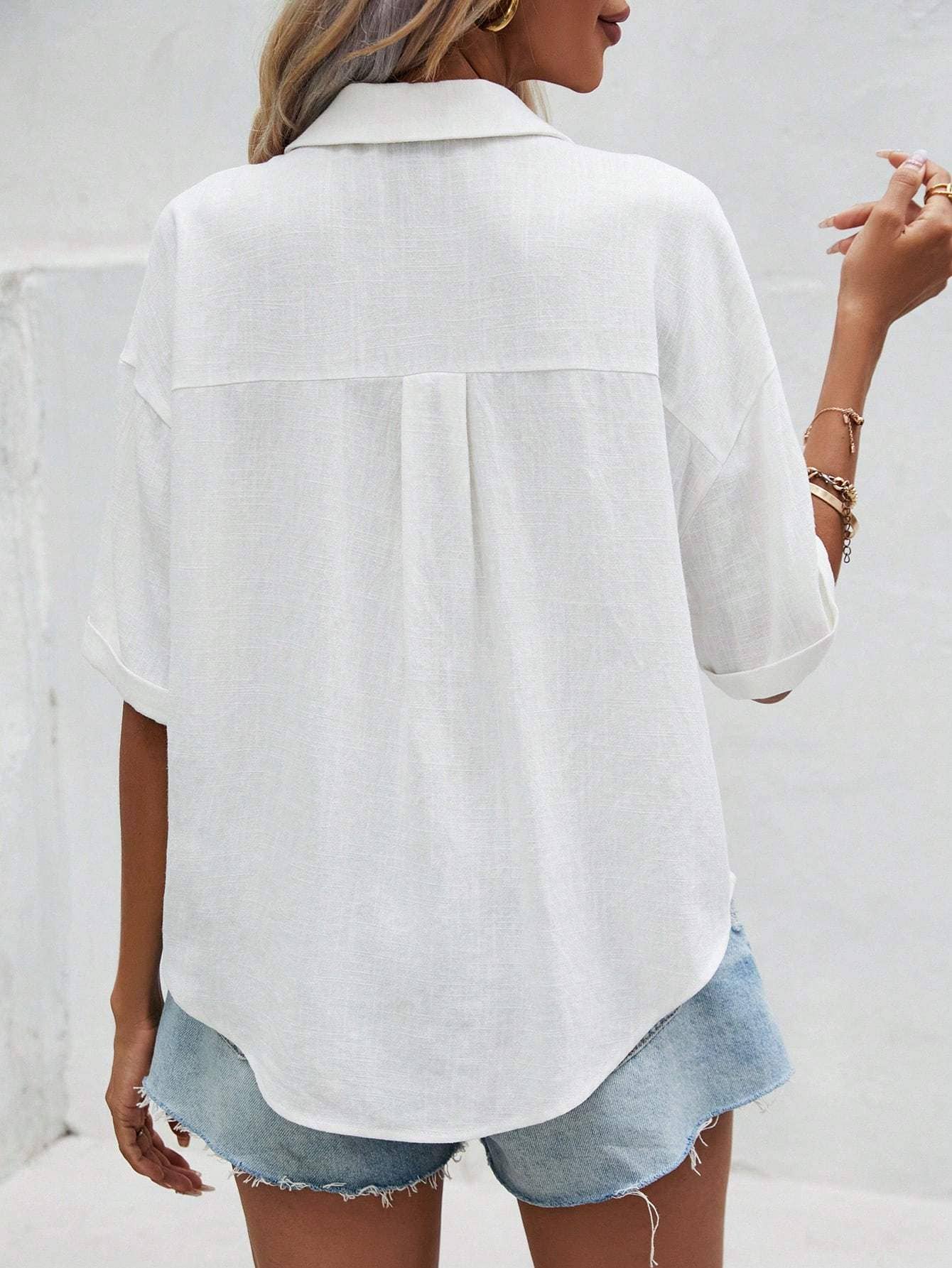 Flarix - Wholesale Button Down Shirt - Women's - shirt navy blue top office wear casual women shirt12