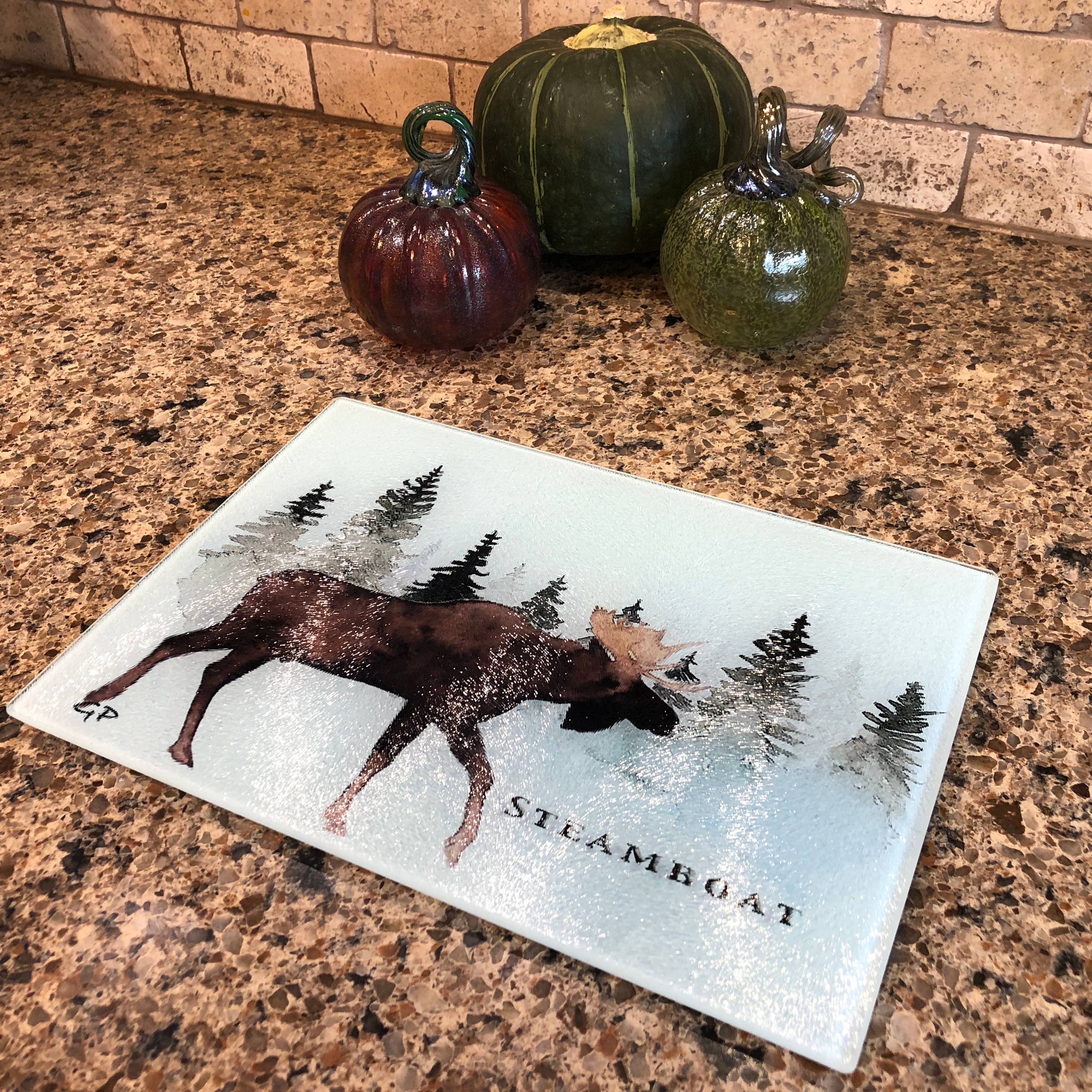 GP Originals - Wholesale Cutting Board - Evergreen Moose Tempered Glass Cutting Board5