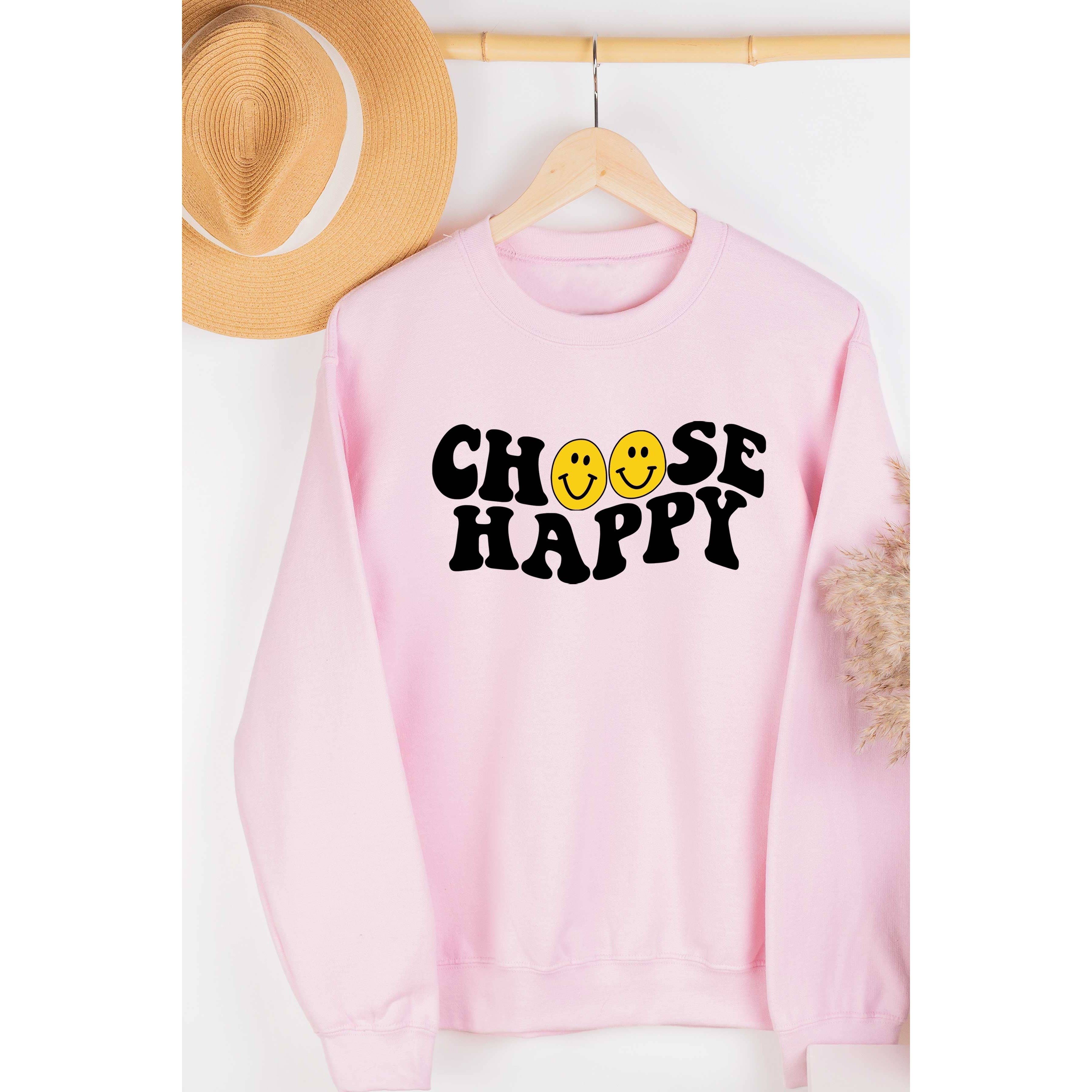 BLUME & CO. - Wholesale Graphic Sweatshirt - Women's - CHOOSE HAPPY HAPPY FACES Graphic Sweatshirt4