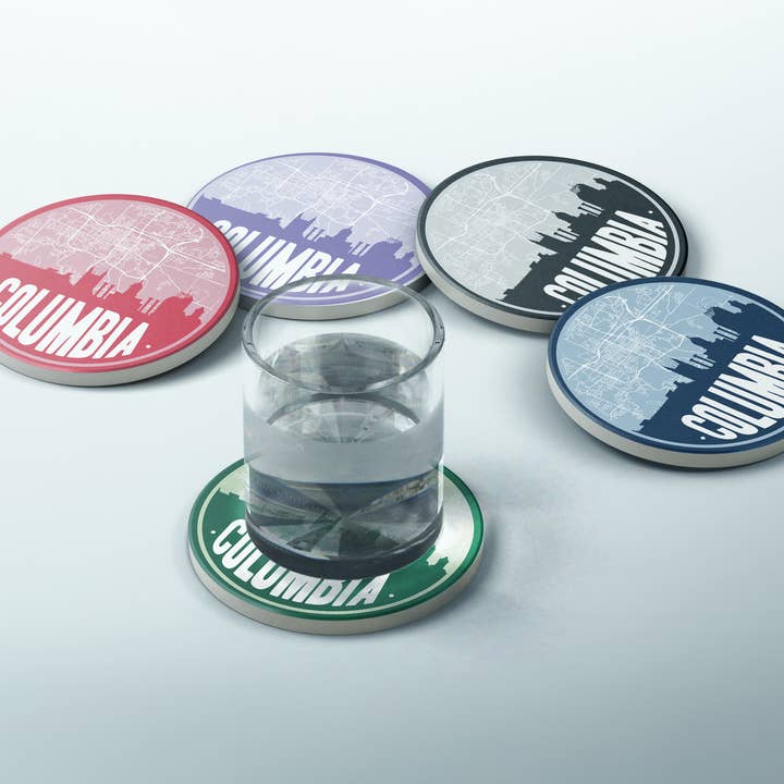 Columbia Missouri uppsättning 4 glasunderlägg | Flera färger för wholesale av Paperfinch Design
