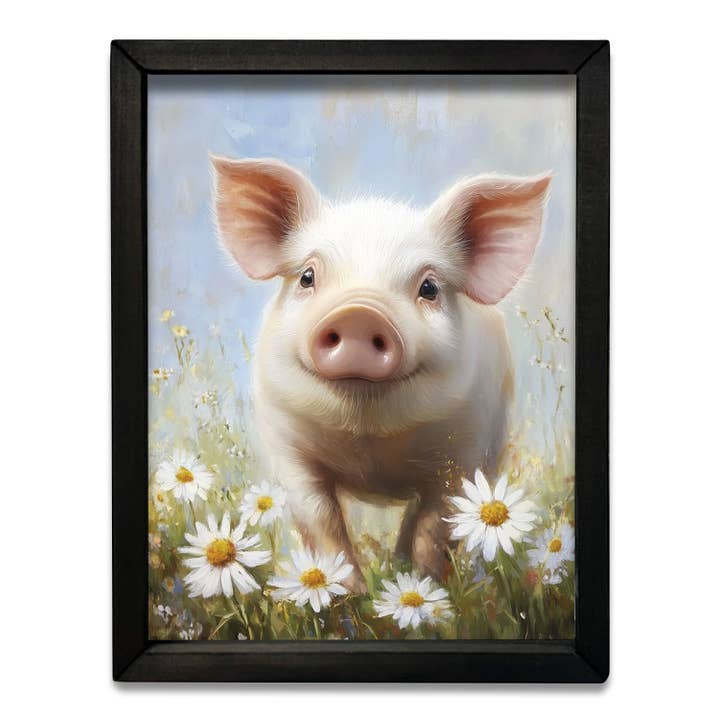 JanMichaels Art & Home - Wholesale Wall Sign - HMK105 Sunny Piglet Box Frame