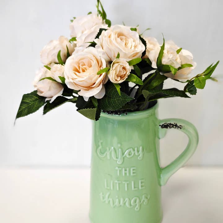 ES Essentials - Wholesale Pitcher - Ceramic Pitcher Floral Container 7.5" Green