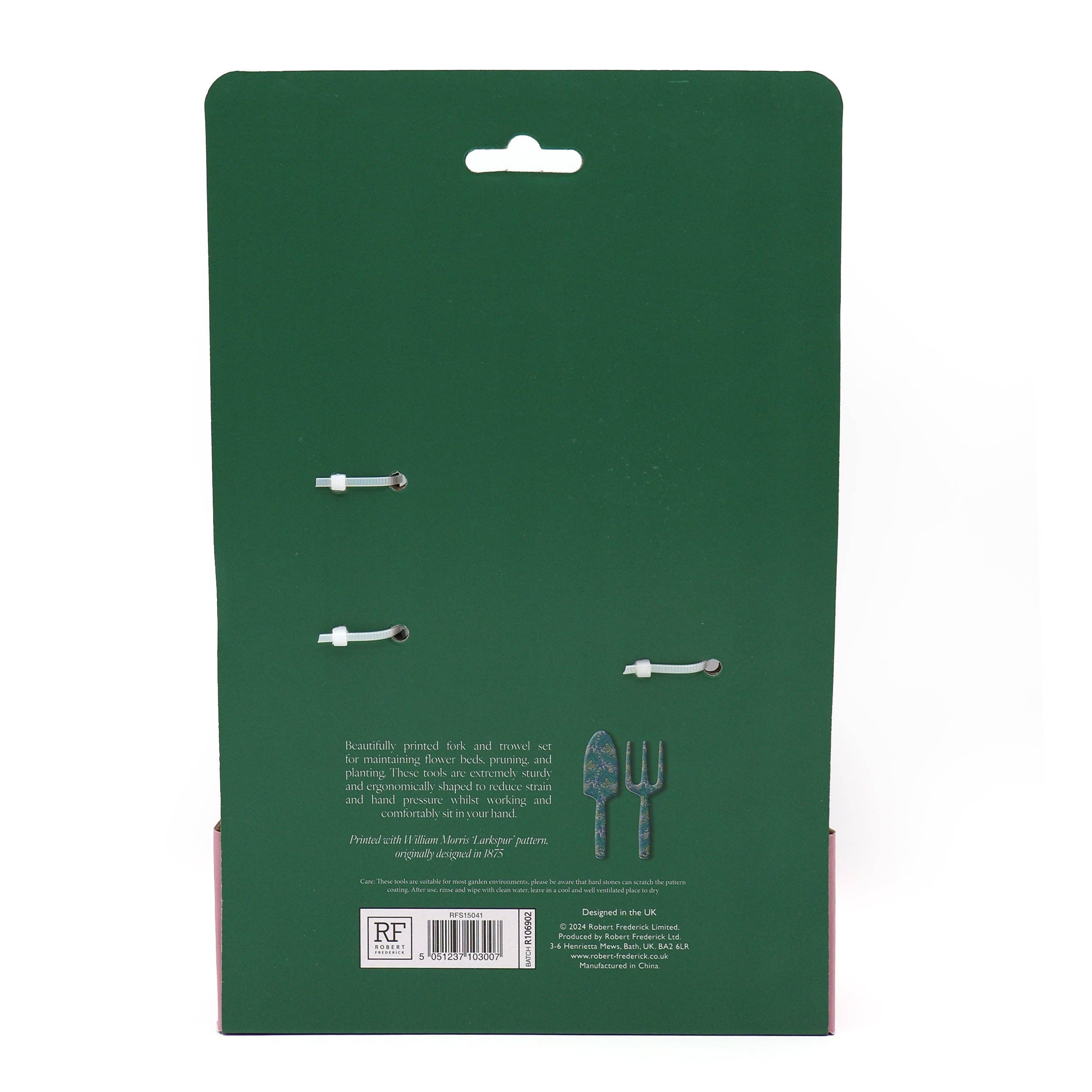 Robert Frederick Ltd - Wholesale Garden Tool - Orange Grove Fork and Trowel Garden Tool Set - William Morris Larkspur Design4