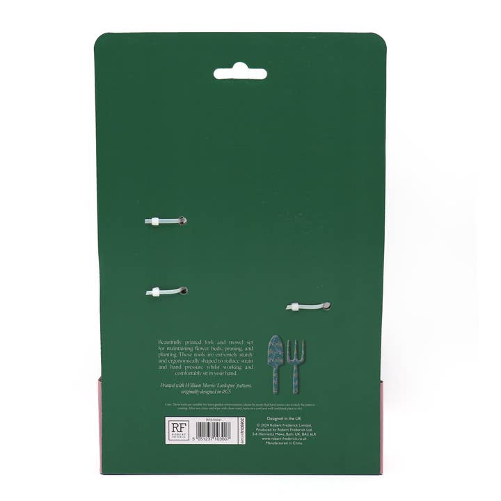 Robert Frederick Ltd - Wholesale Garden Tool - Orange Grove Fork and Trowel Garden Tool Set - William Morris Larkspur Design4