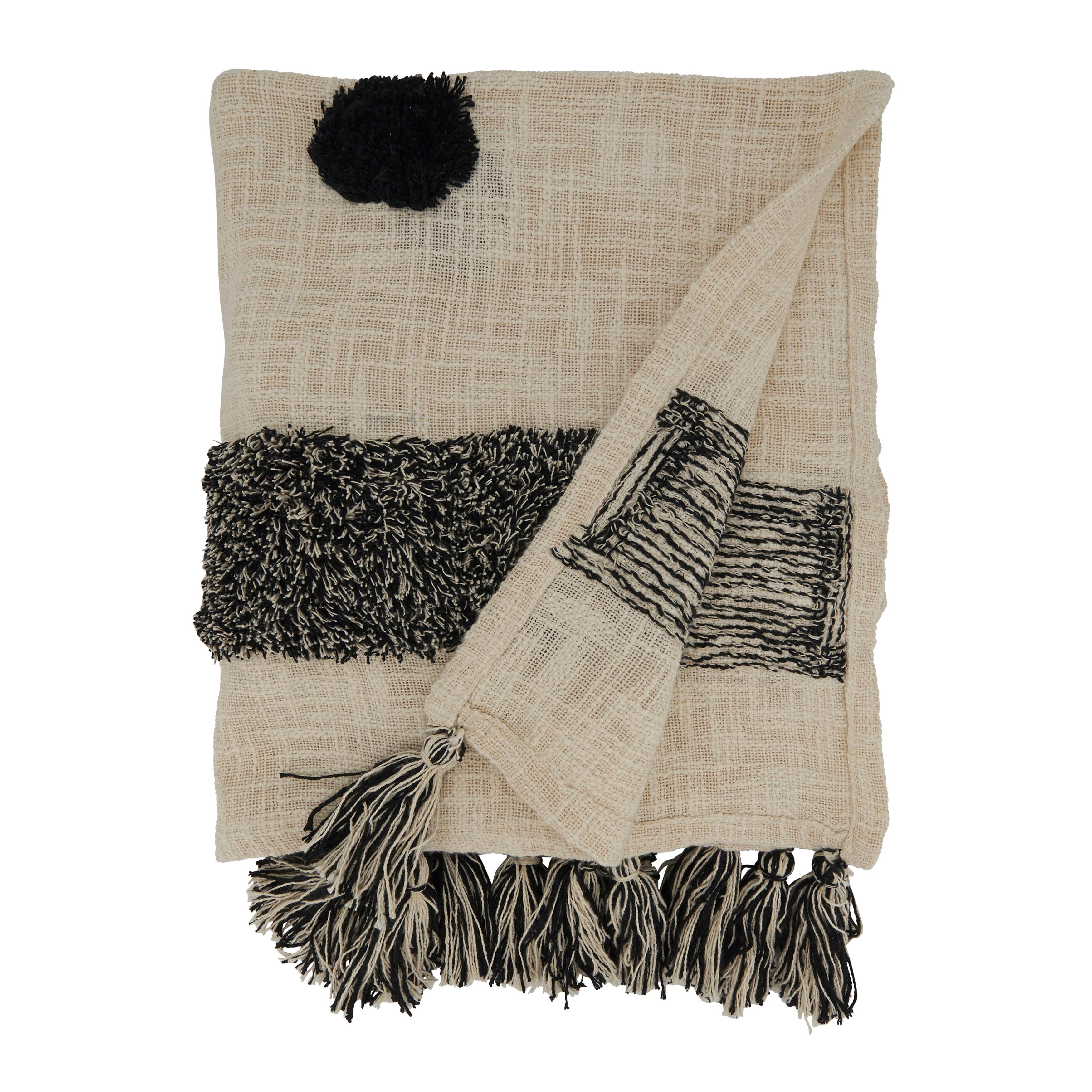 Black White Tufted Dot Throw for wholesale on Faire1